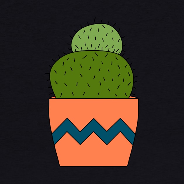 Cute Cactus Design #197: Round Cactus In Pot by DreamCactus